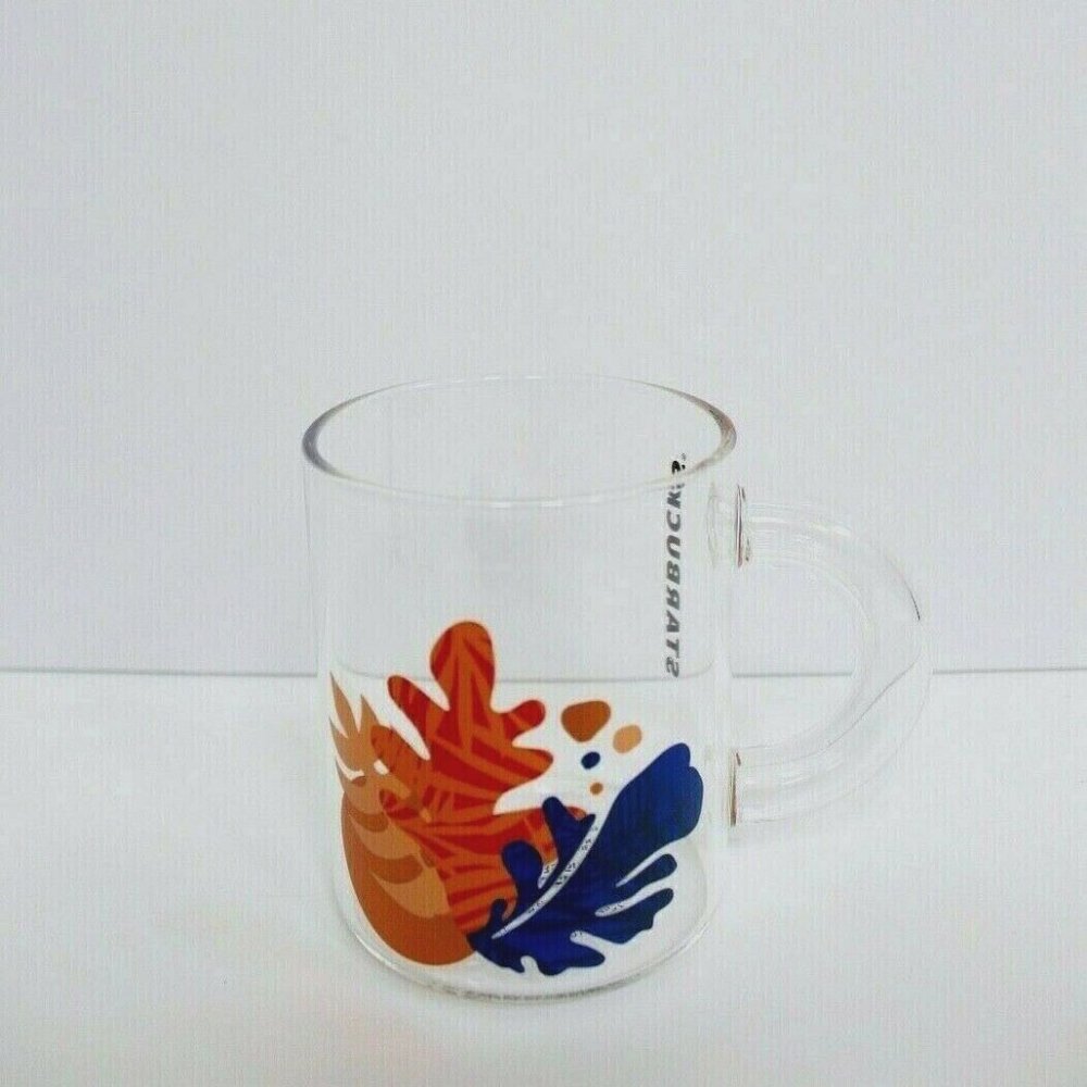 Starbucks 2020 Tropical Coral Palm Clear Glass Mug Cup